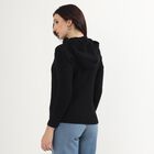 Women's Jet Black Hooded Casual Cardigan, Black, small