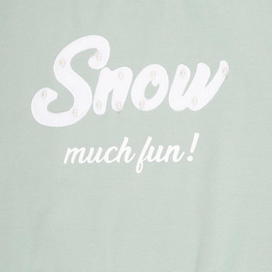 Girls Light Sage Green Crew Neck Casual Sweatshirt, हल्का हरा, large image number null