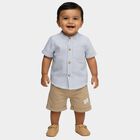 Infants' Beige Cotton Mandarin Collar Striped Baba Suit, गहरा पीला, small image number null