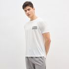 Men's Bright Eggshell White Crew Neck Athleisure T-Shirt, ऑफ व्हाइट, small