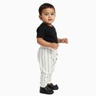Infants White Striped Cotton Elastic Waist Pyjama, ऑफ व्हाइट, small image number null