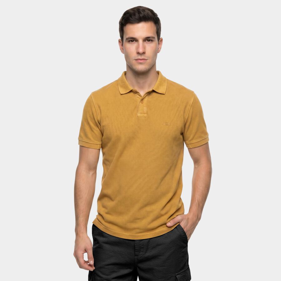 Men's Yellow Polo Neck Polo T-Shirt, पीला, large