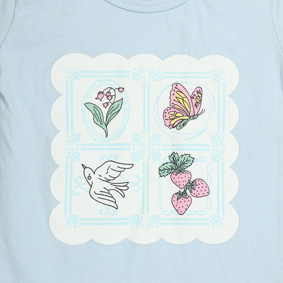 Infants Light Blue Cotton Crew Neck Short Set Upper and Bottom Set, Light Blue, large
