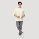 Men's Cream Crew Neck Regular Drifit T-Shirt, ऑफ व्हाइट, small
