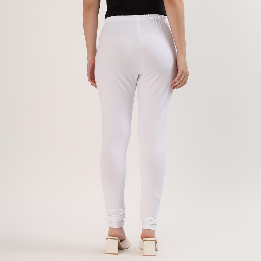 Women's Bright White Cotton Blend Ankle-Length Churidar, सफ़ेद, large image number null