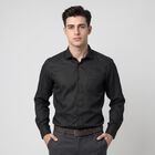 Men's Black Spread Collar Formal Shirt, काला, small