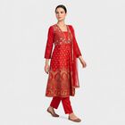 Women's Red Foil Printed Ethnic Set, Red, small