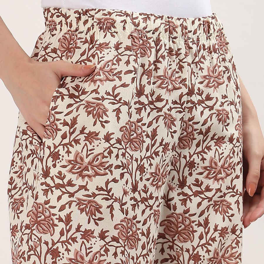 Women's Off White Printed Regular-Fit Palazzos, ऑफ व्हाइट, large