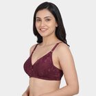 Women's Wine V-Neck Wireless Lace Bra, Wine, small