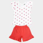 Infants Cotton Printed Shorts Set, Red, small image number null