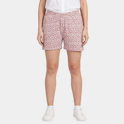 Women's Pink Regular Fit Floral Print Shorts