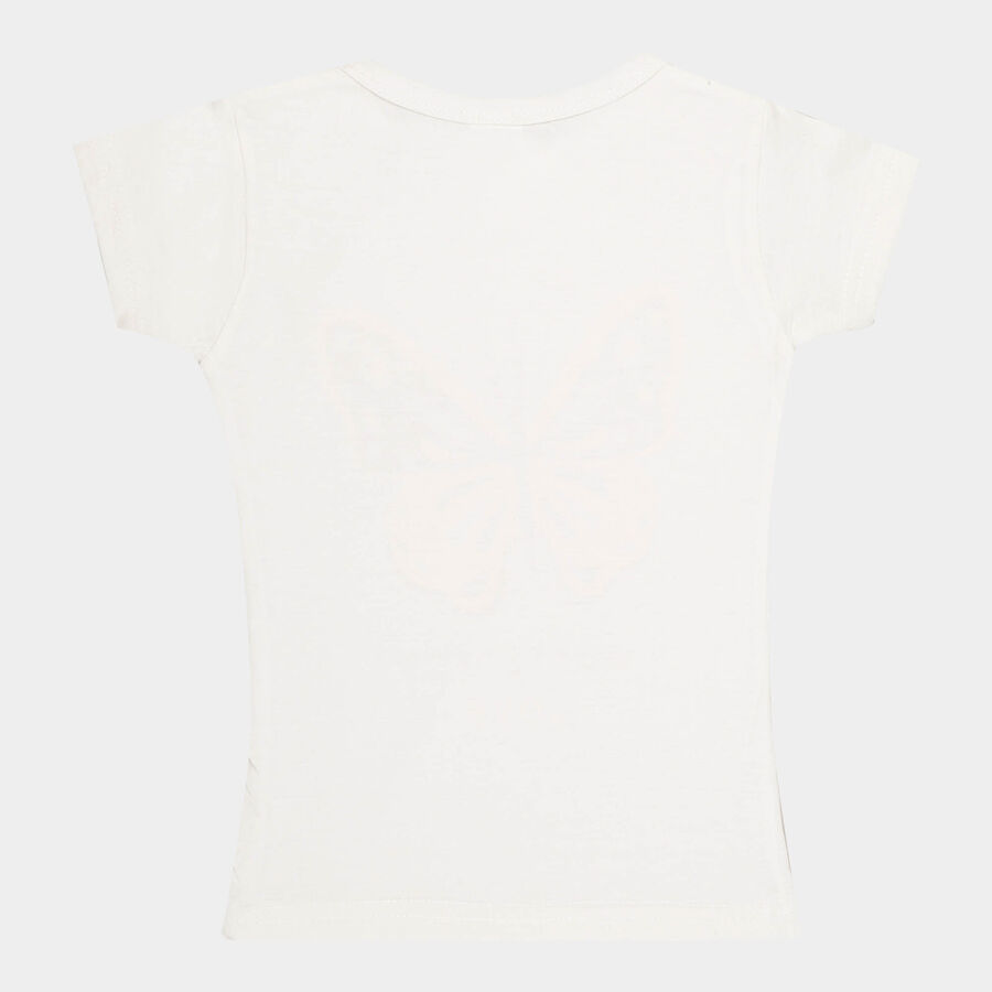 Girls Cotton T-Shirt, Off White, large image number null