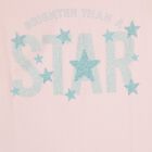 Girls' Light Pink Cotton Crew Neck Ruffle Sleeve T-Shirt, Light Pink, small image number null