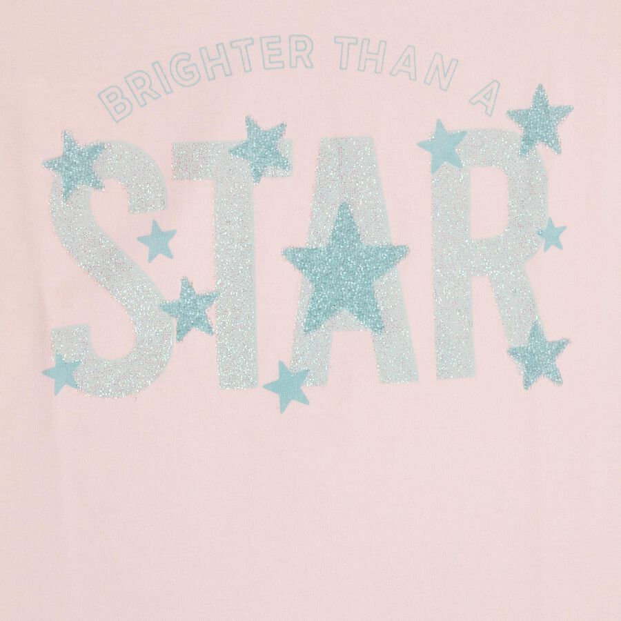 Girls' Light Pink Cotton Crew Neck Ruffle Sleeve T-Shirt, Light Pink, large image number null