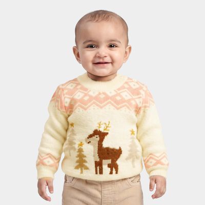Infants' Peach Crew Neck Printed Pullover