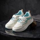 Girls White Velcro Strap Sneakers, White, small