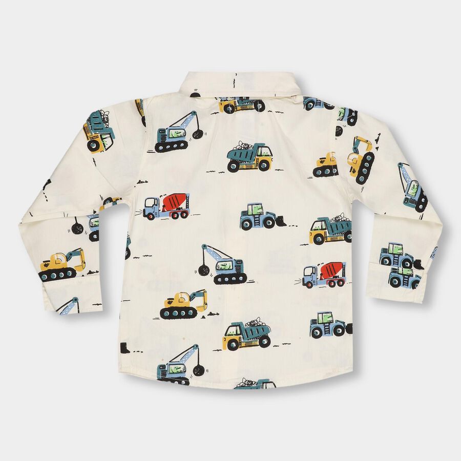 Boys' Off-White Cotton Classic Collar Casual Shirt, Off White, large image number null