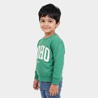 Boys' Green Crew Neck Pullover Sweatshirt, गहरा हरा, small