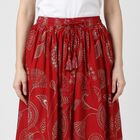 Women's Maroon Flared Printed Maxi Skirt, Maroon, small