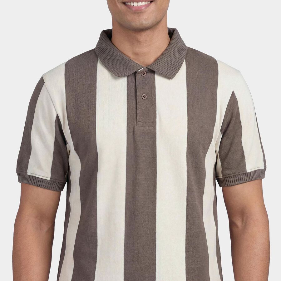 Men's Dark Grey Polo Collar Classic T-Shirt, Dark Grey, large