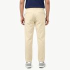 Men's Grey Slim Fit Drawstring Casual Trousers, Ecru Melange, small