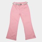 Girls Pink Flared Fit Patch Pocket Jeans, हल्का गुलाबी, small