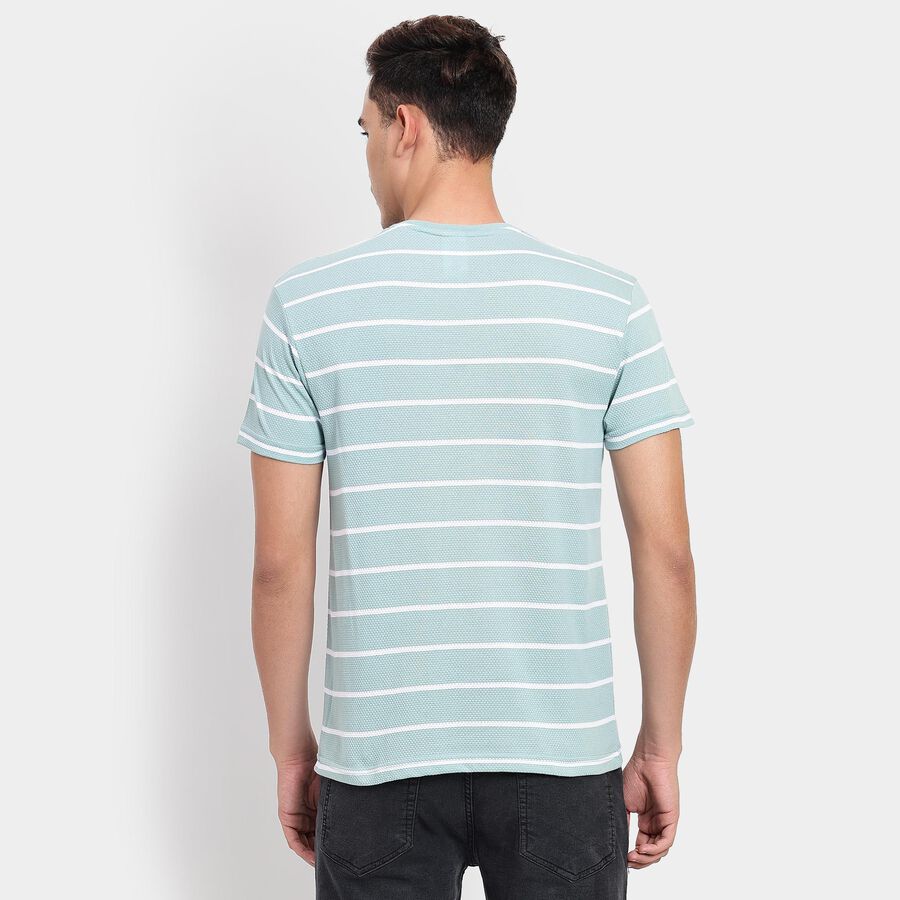 Men's Round Neck Half Sleeves T-Shirt, एक्वा, large image number null