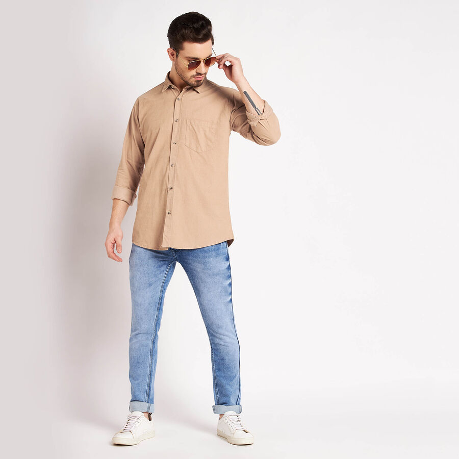 Cotton Solid Casual Shirt, Beige, large image number null