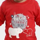 Infants' Red 100% Cotton Round Neck Graphic Print Baba Suit, लाल, small