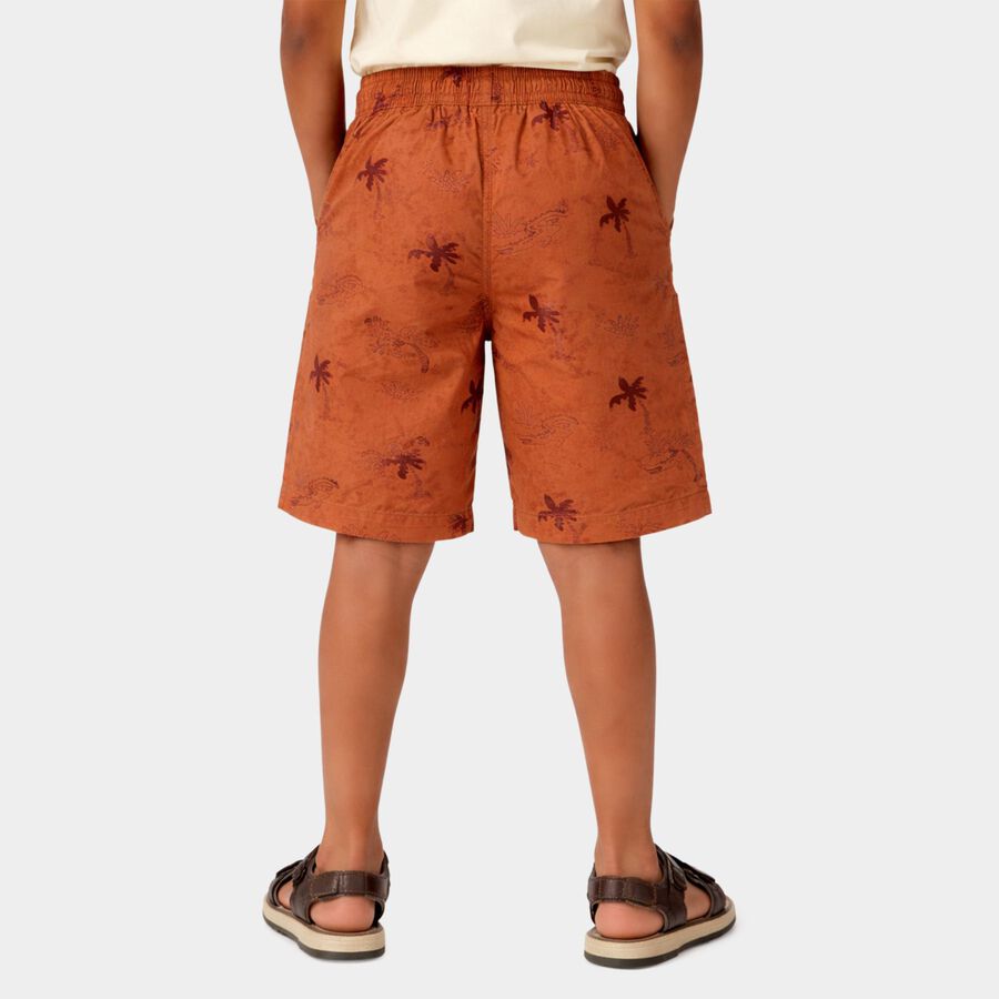 Boys' Rust Cotton Regular Fit Bermuda Shorts, Rust, large