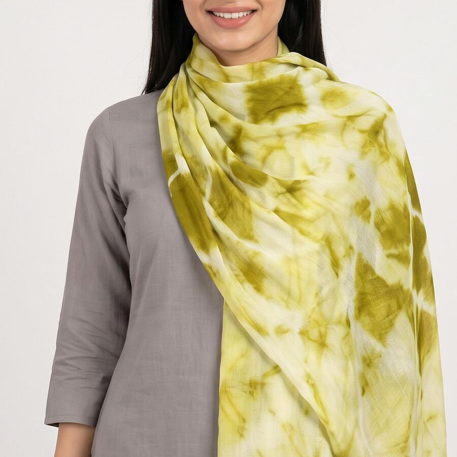 Women's Green Printed Dupatta, हल्का हरा, large
