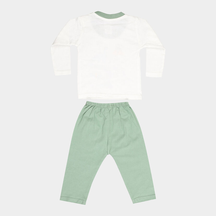 Infants Cotton Round Neck Baba Suit, Olive, large image number null