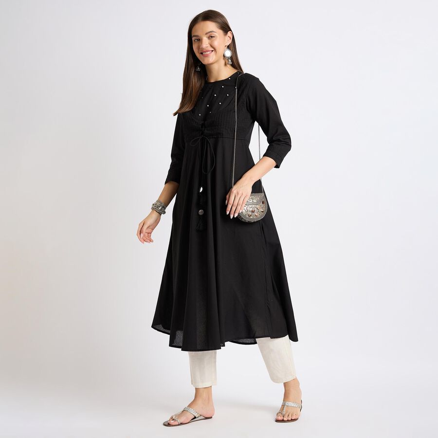 Ladies' 100% Cotton Kurta , काला, large image number null