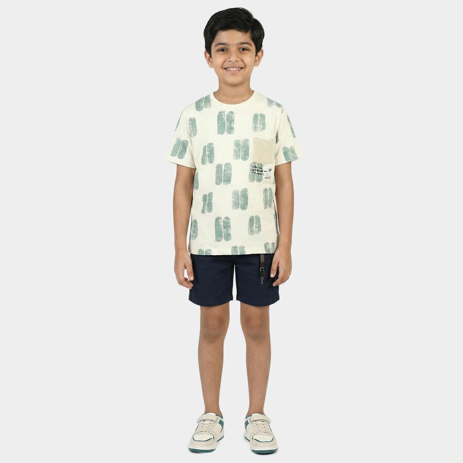 Boys Green Cotton Round Neck Casual Boys T-Shirt, हल्का हरा, large