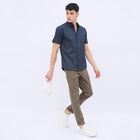 Men's Dark Navy Blue Cotton Classic Casual Shirt, Navy Blue, small image number null
