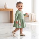 Infants' Mint Green Fit and Flare Bunny Print Frock, हल्का हरा, small