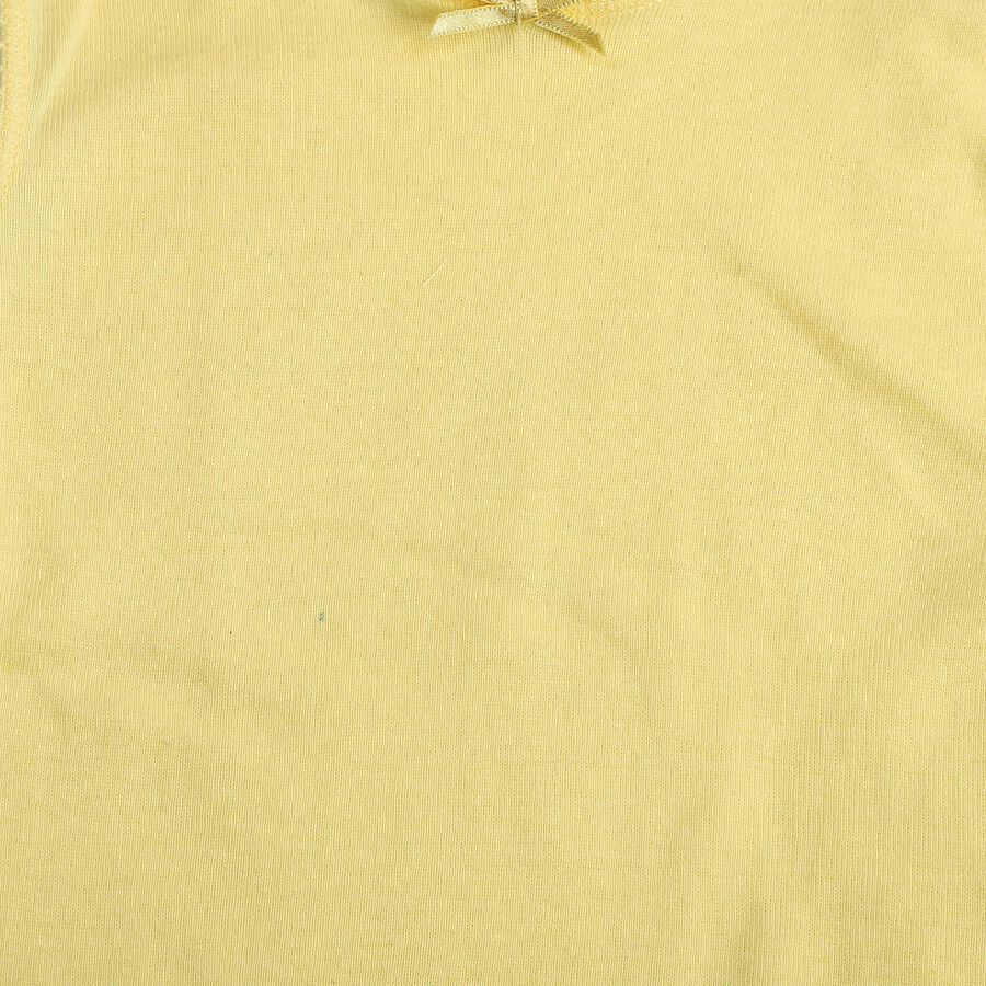 Girls Yellow Cotton Round Neck Minimalist Vest, पीला, large