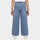 Girls Light Blue Wide Leg Lace Up Detail Jeans, Light Blue, small