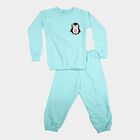 Girls Aqua Round Neck Lounge Hipster Set, एक्वा, small
