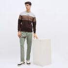 Men's Muted Brown and Light Grey Crew Neck Casual Sweatshirt, Brown, small image number null