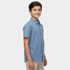 Boys Light Blue Button-Down Casual Shirt, Light Blue, small
