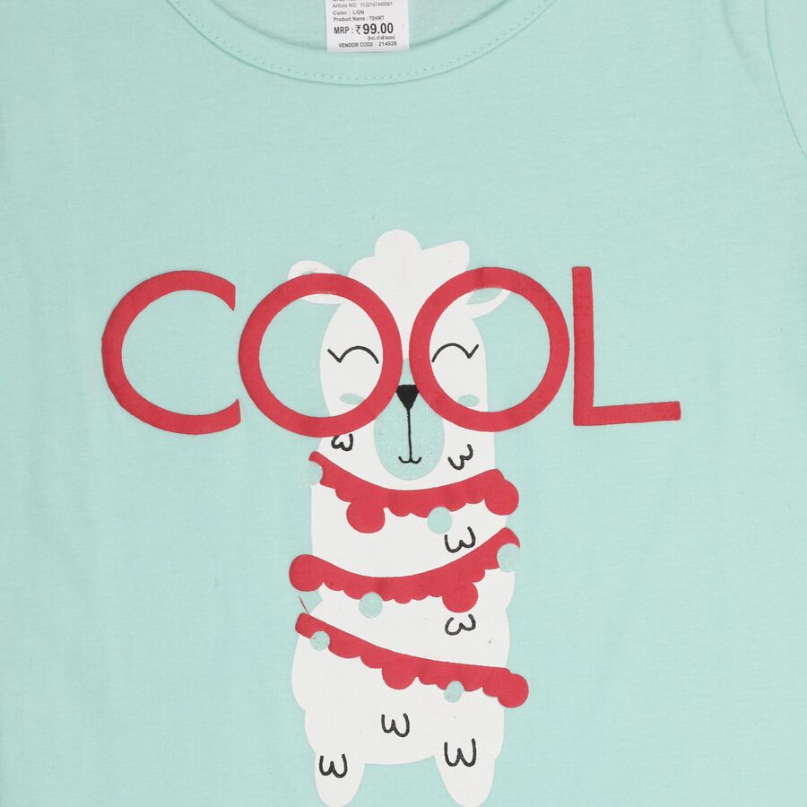 Girls' 100% Cotton T-Shirt , हल्का हरा, large image number null