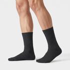 Men's Crew Length Ribbed Pack of 2 Socks ( Grey, Black ), Black, small