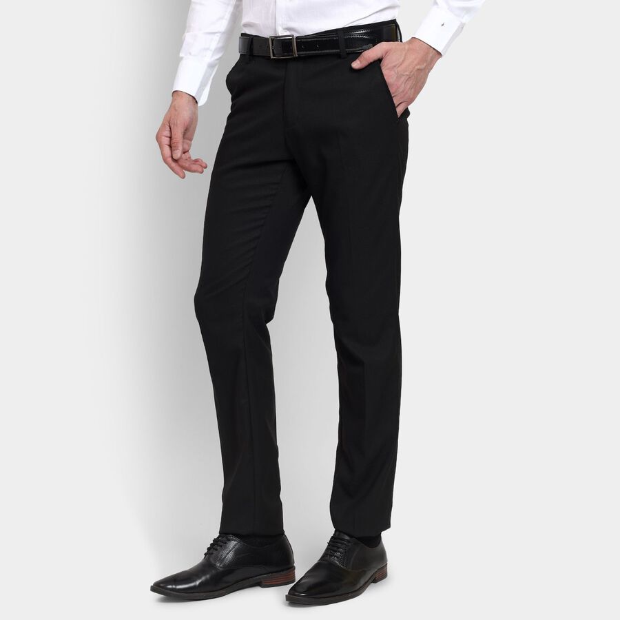 Men's Slim Fit Formal Trousers, Black, large image number null