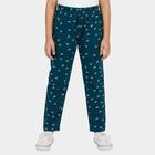 Girls' Teal Straight Fit Bow Printed Pyjama, Teal Blue, small