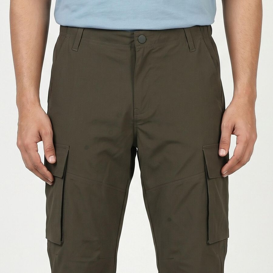 Men's Dark Grey Slim Fit Casual Trousers, गहरा ग्रे, large
