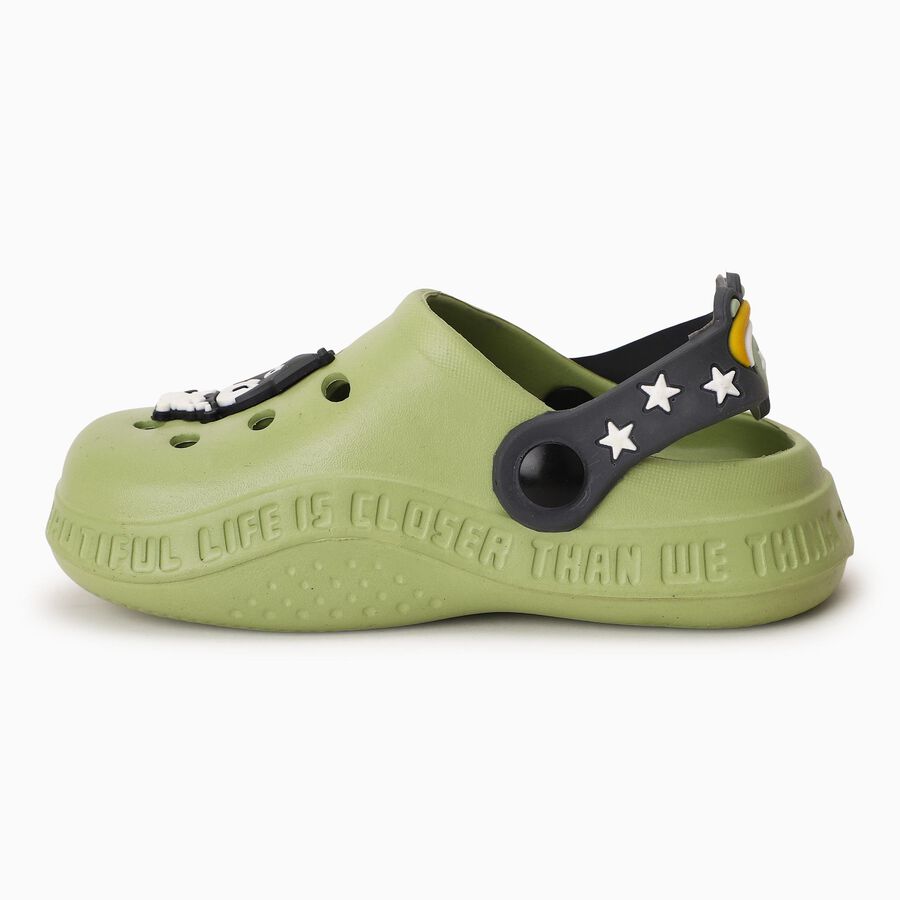 Kids Light Green Cartoon Slip-On Sandals, ओलिव, large image number null