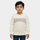 Boys Cream Crew Neck Casual Sweatshirt, ऑफ व्हाइट, small image number null