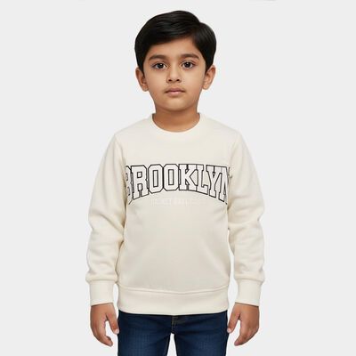 Boys Cream Crew Neck Casual Sweatshirt
