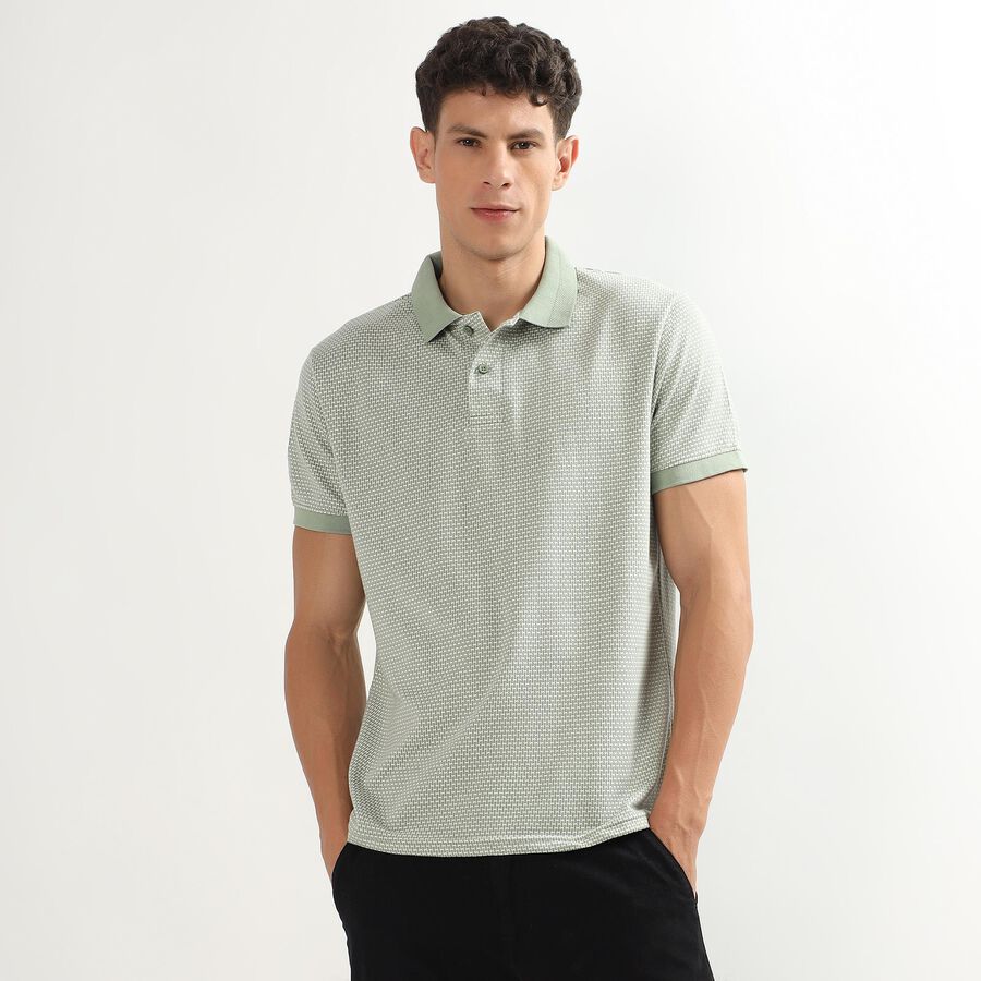 Men's Collared Half Sleeves T-Shirt , Light Green, large image number null